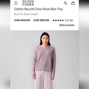 Eileen Fisher Cotton Boucle Crew Neck Box-Top XS